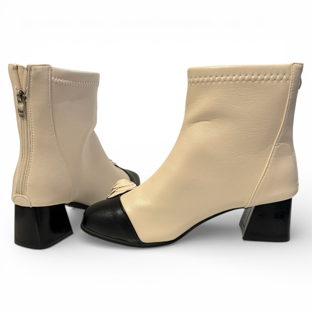Flower Flourish Two Tone Ankle Boots Camellia Flower Size 39 New - Picture 4 of 9